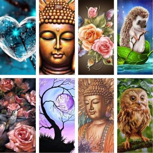 8 Pattern Round Diy Diamond Painting Cross Stitch Kits 5D Diamond Mosaic Embroidery Flower Owl Mosaic Painting Birthday Gift