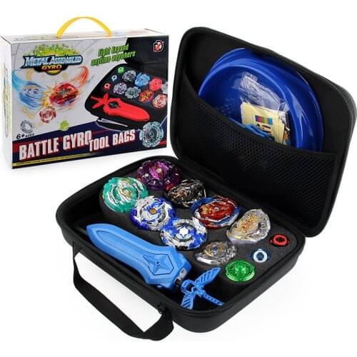 8 Burst Beyblade Handbag Set Storage Tray Bag Battle Disk Combat Spinning Top with Combination Handle Launcher for Children Boy