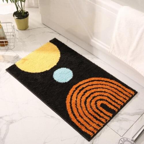 Floor Carpet Non-slip Absorbent Polyester 50x80cm Sun Moon Printed Ground Door Mat for Toilet Water absorption anti-skating pad