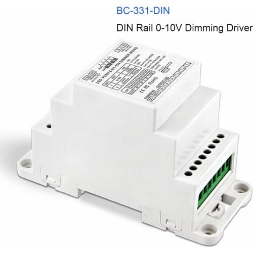 New DC12V-24V BC-331-DIN DIN Rail 0 / 1-10V To PWM LED Dimming Power Driver 18A*1CH Output Dimmable For Led Strip Light