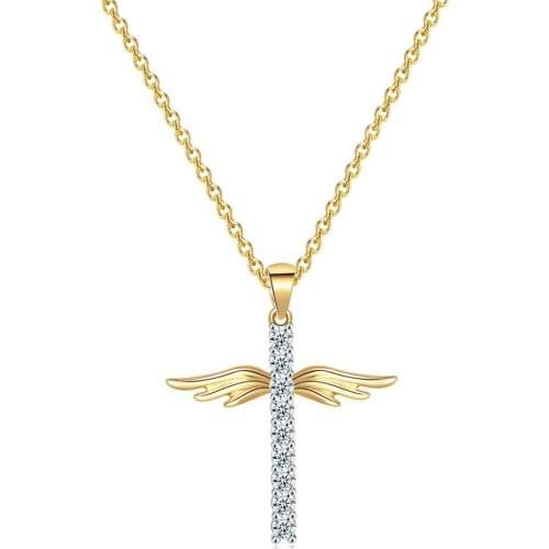 New Fashion Female Cross Pendants Dropshipping Gold Color Crystal Jesus Cross Pendant Necklace Jewelry For Men/Women Wholesale