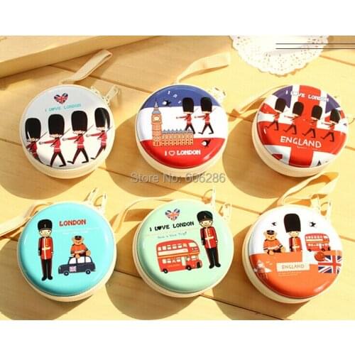 Wholesale 100PCS/LOT Tin Plate Fashion Earphone Headphone wallet Earbud carrying Storage Pocket Pouch Coin Box