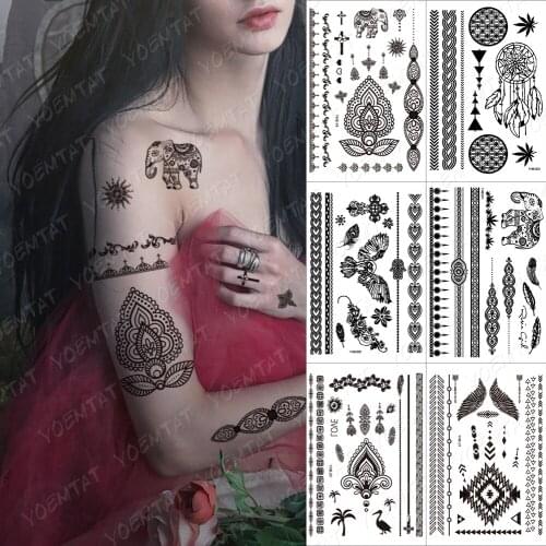 Waterproof Temporary Tattoo stickers Sexy Flash tatoo Sticker India Henna instant black ink tato Body Art flower lace pattern