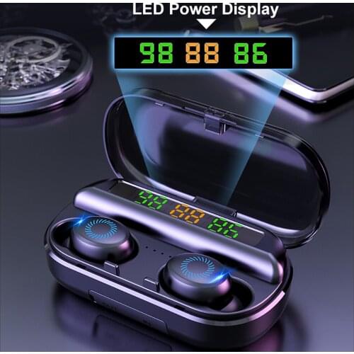 Portable Wireless Earphones Bluetooth 5.0 TWS Earbuds with LED Display 8D Stereo Sport Waterproof Earphones For IOS Android