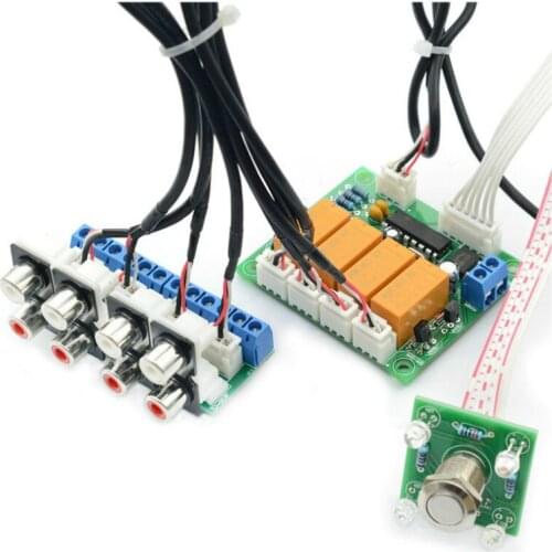 SOTAMIA Relay 4-way Audio Input Signal Selector Switching RCA Audio Input Selection Board of Button Switch For Amplifier Amp DIY