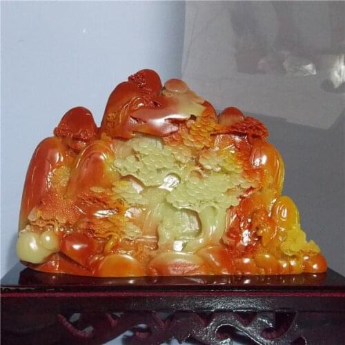 Hand engraving Artwork Special offer of Shoushan stone carving landscape decoration Feng Shui jade crafts gift collection Home F