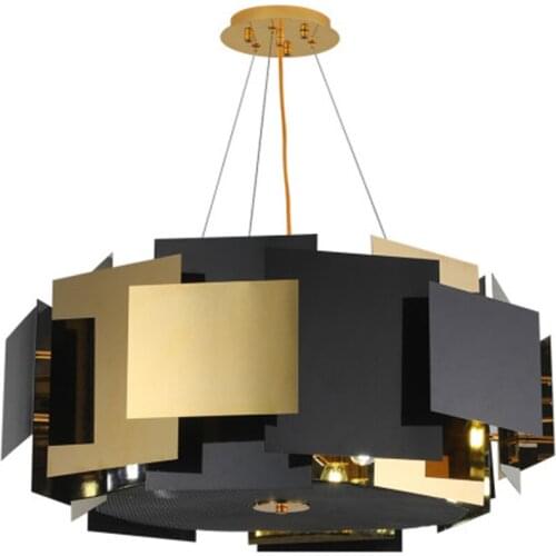 Nordic chandelier stainless steel Round luxury chandelier designer model room living room decoration lamp restaurant hotel lamp