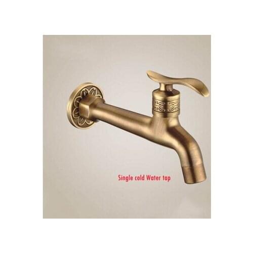 High Quality Long Antique brass decorative garden faucets single cold bibcocks washing machine tap outdoor faucet