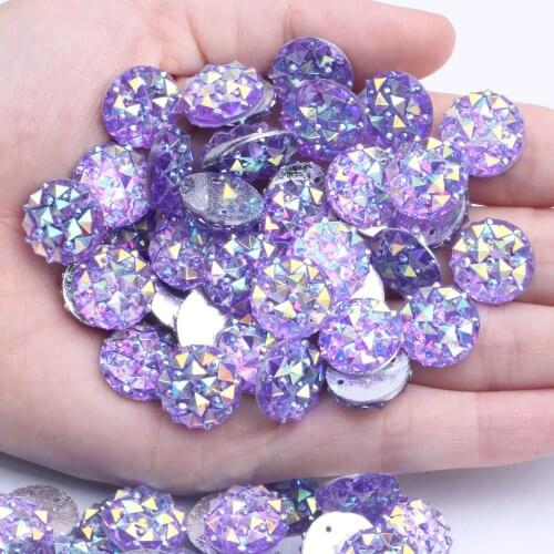 Resin Flatback Rhinestone 14mm 100pcs AB Colors With 2 Holes DIY Crafts Jewelry Making Sew On Wedding Garment Shoes Decorations