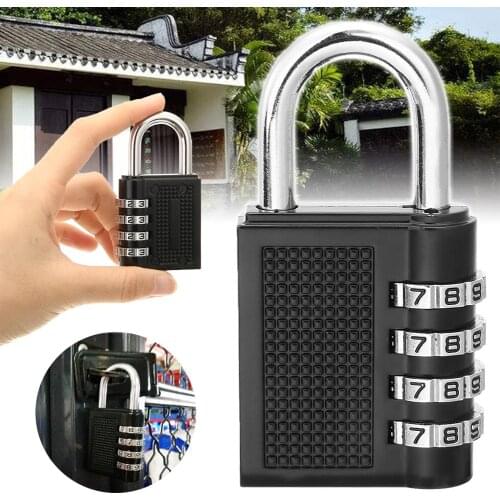Heavy Duty 4 Dial Digit Combination Lock Weatherproof Security Padlock Outdoor Gym Safely Code Lock Black