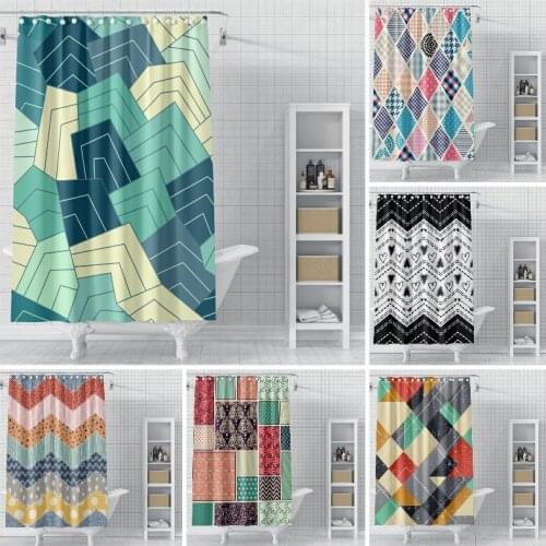 Vintage Waterproof Shower Curtain Bohemia Geometric Printing Polyester Shower Curtains For Bathroom Bathtub With Hooks