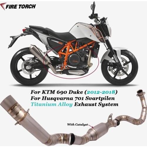 For KTM 690 Duke 2012-2018 Husqvarna 701 Svartpilen Motorcycle Exhaust Titanium Alloy Front Middle Pipe Catalyst Delete Pipe