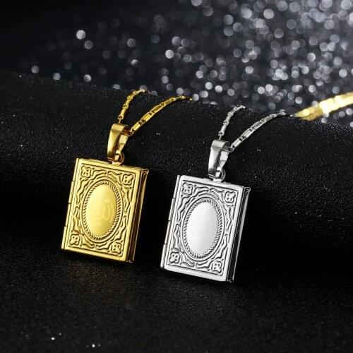 WANGAIYAO gold-plated copper necklace female Allah scripture photo box can hold photo necklace necklace