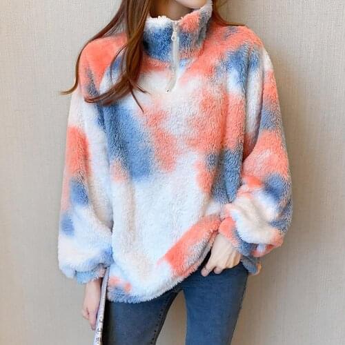 WWENN Velvet Thick Warm Cashmere Women Sweatshirt Blue Pullover Casual Tops Lady Loose Long Sleeve Plus Size Coat Autumn Winter