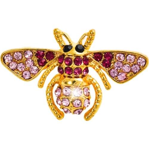 2019 New Cut Purple Bee Brooch for Femme Rhinestone Women Broches Strass Gold Insect Cheap Broach Costume Fashion Jewelry pet