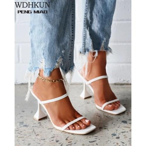 2021WDHKUN Brand Women Summer Outdoor Sandal High Square Heel Ladies Women Slipper Elegant Women Slides Shoes