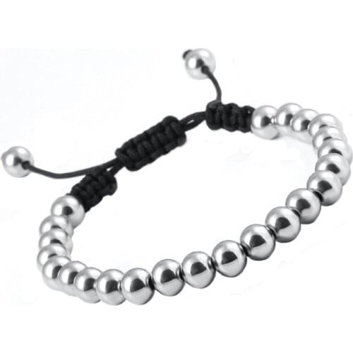 10 pieces/lot) Classic Anil Arjandas Macrame Bracelets,Gold Black Stainless Steel Beads Briading Macrame Bracelet Women