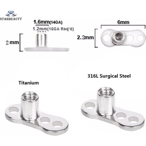 10pcs G23 Titanium & Surgical Steel Skin Diver Base Surface Piercings Retiners Hide-it Body Jewelry Micro Dermal Anchor Piercing