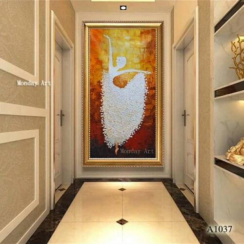100% Hand Painted Ballet Dancer painting nodern Palette Knife Oil Painting Wall Artwork Home Decoration For Living Room bedroom