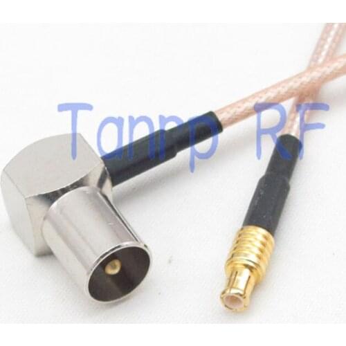 12in TV male plug right angle to MCX male plug RF adapter connector 30CM Pigtail coaxial jumper extension cord cable RG316