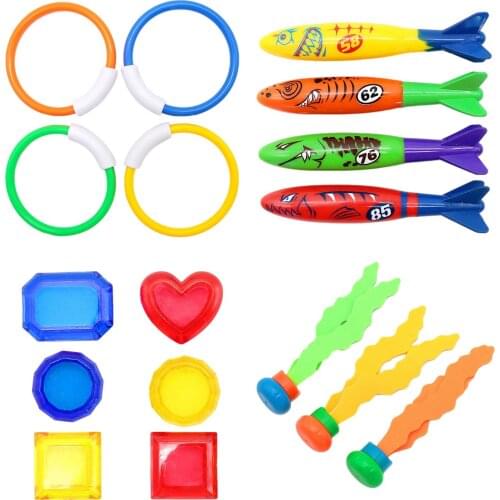 17pcs Diving Game Toys Set Water Toys Diving Rings Treasures Dive Underwater Funny Swimming Toy Gift For Kids
