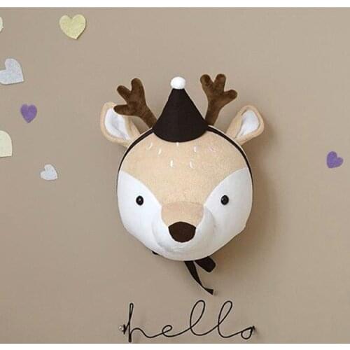 3D Animals Head Stuffed Elephant Deer Bear Wall Hanging Decor For Kids Room Boy Girl Bedroom DecorNursery Animal Wall Decor