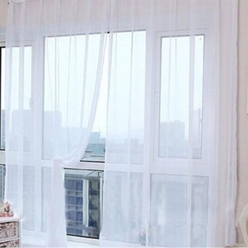 Brand New Fashion Simple Solid Colors Tulle Door Window Curtain Washable Drape Panel Sheer Scarf Valances Translucent Design