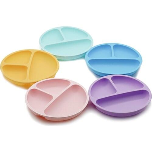 Baby Silicone Dining Plate Lovely Smile Face Lunch Tableware Food Grade Suction Bowl Dining Plate Cartoon Baby Training Bowl