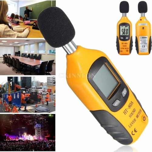 DHL 50PCS Digital Sound Pressure Tester Level Meter 30~130dB Decibel Noise Measurement The Battery Not Included (Color: Orange)