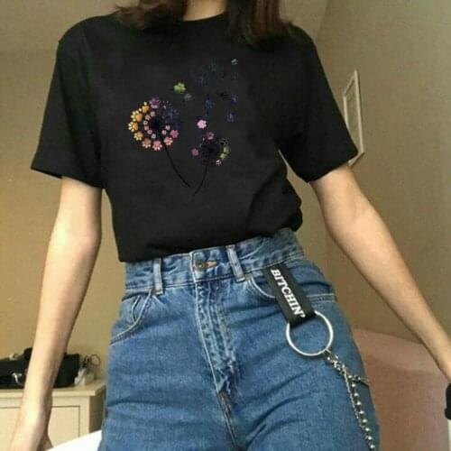 Color Dandelion Printed Tshirt Women S-5xl Plus Size Summer Funny Tshirt Tee Shirt Femme Short Sleeve Tops Women Clothing 2020