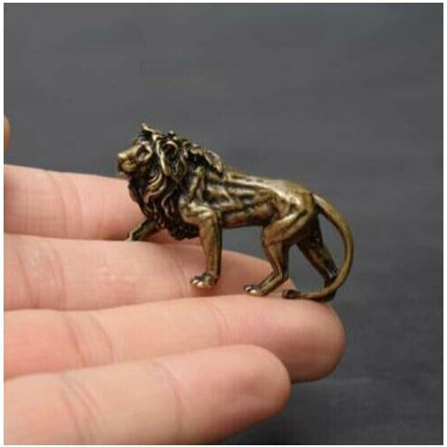 Chinas Archaize Pure Brass Lion Small Statue
