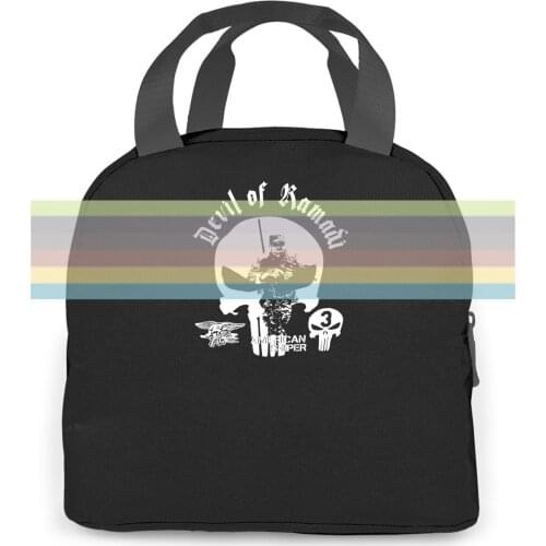 The Devil of Ramadi Chris Kyle American Sniper CPO Printed Round Cheap Price Harajuku women men Portable insulated lunch bag