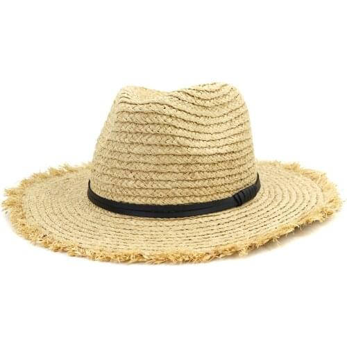 Sun Beach Hat Women Summer Raffia Straw Panama Wide Brim Holiday Outdoor Cap Accessory For Lady Girls
