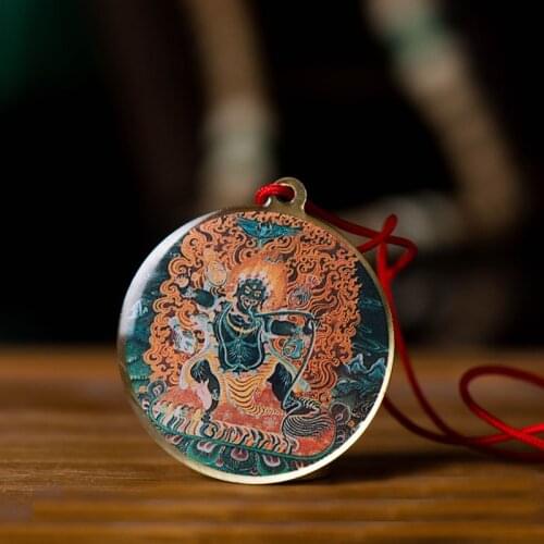Mahasthamaprapta Buddha Statue Small Thangka Tibetan Buddhism Copper Foil Pendant