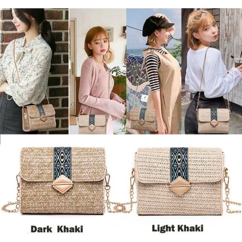 NoEnName Fashion Summer Women Ladies Rattan Wicker Woven Straw Bag Woven Crossbody Bags Handbag Beach Basket Purse Hot