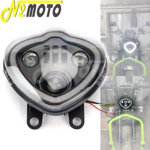 Motorcycle Black 12V LED Headlight DRL Hi/Lo Beam For Kawasaki Vulcan 650S EN650 2015-2021 2020 2019 Front Head Lamp Assembly