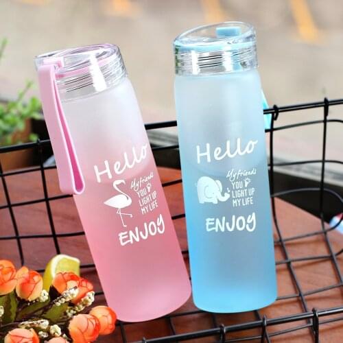 New Creative Animal Flamingo Cat Glass Bottle for Water High Quality Outdoor Portable Forest Glass Drinking Bottles with Rope