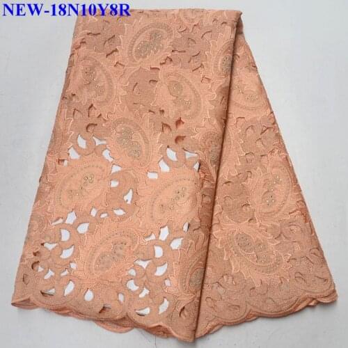 2018 Latest 5 yards African Lace Fabric High Quality Swiss voile Lace with stones nigerian dry Swiss Voile Lace Fabric GRT00