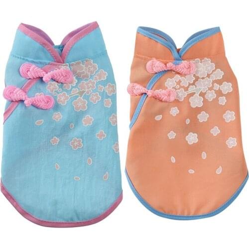 Chinese Style Dog Dress Cute T-Shirt Clothes Lovely Pet Tang Suit Printed Cheongsam Clothing Small Dog Puppy Dress Pet Apparels