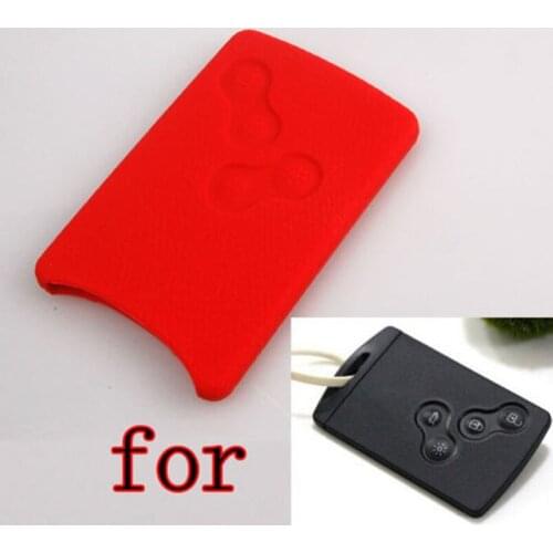 BBQ@FUKA Red Leather Texture Silicone Car Key Shell Cover Holder Case fit for RENAULT Laguna Koleos Remote Smart Key 4 button