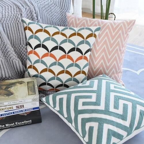 Modern Mediterranean geometric sofa office sofa pillow lovely embroidery pillow cover without core