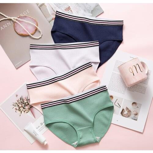 SP&CITY Sporty Cotton Solid Women Underwear Female Striped Breathable Seamless Briefs Soft Sexy Sanitary Panties Lingerie Tanga