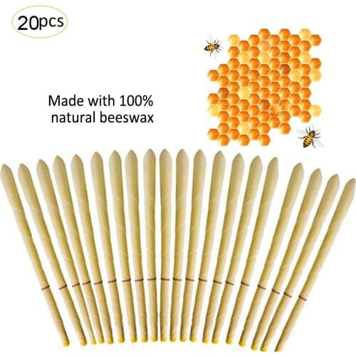HOT 20PCS Candles Coning Bee Candle Cone 100% Beeswax Straight Natural Bee Wax Paraffin 10*tray And 20*beeswax Candles