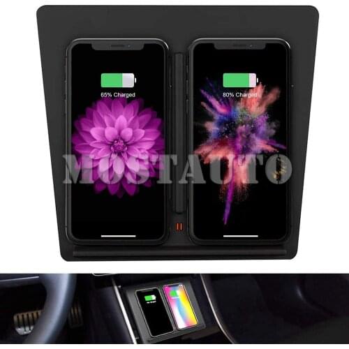 The Phone With QI Wireless Charging For Tesla Model 3 Model Y 10W Wireless Car Charger Phone Charging Pad 2016-2020