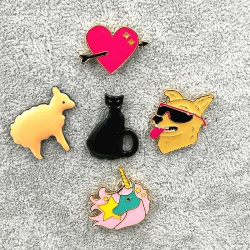 Timlee X193 Free shipping Cartoon Cute Dog Sheep Heart Unicorn Cat Metal Brooch Pins,Fashion Jewelry Wholesale