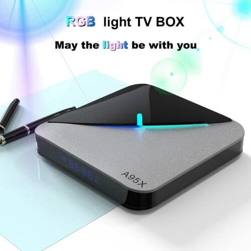 Android 9.0 TV Box 5Ghz Wifi 8K Video Output With RGB Light LCD Display For Streaming Devices