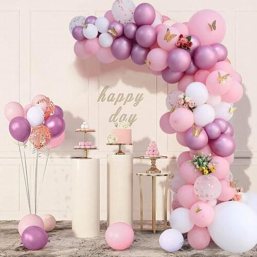 118pcs Butterfly Baby Shower Decorations Pink Purple Mauve and Rose Gold Balloons Arch Garland Kit Girls Birthday Party Decor
