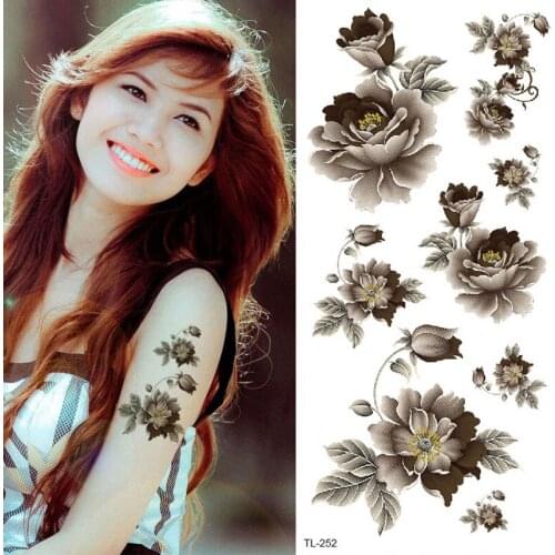 Waterproof tatoo sticker tatouage rose peony butterfly tattoo girl water transfer tattoo unique flower fashion sexy summer tatoo