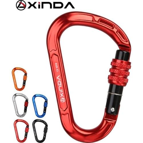 XINDA Rock Climbing Carabiner 25KN Safety Screw Lock Pear-Shape Buckle Spring-loaded Gate Aluminum Carabiner Outdoor Kits