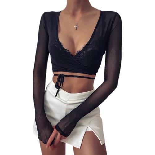 Women Sheer T Shirt Transparent Tee Shirt Femme Elegant Ladies See Through Thin Clear tshirt Party Club Clothes Streetwear